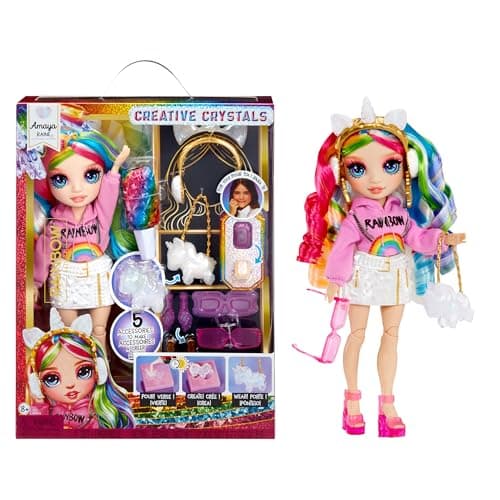Image of Rainbow High Creative Crystals Amaya - Rainbow 28 cm Fashion Doll with Crystal Accessory Make It Kit, Ring for You, DIY, Crafts, Resin Play, Present for Kids Ages 8+, Not Edible