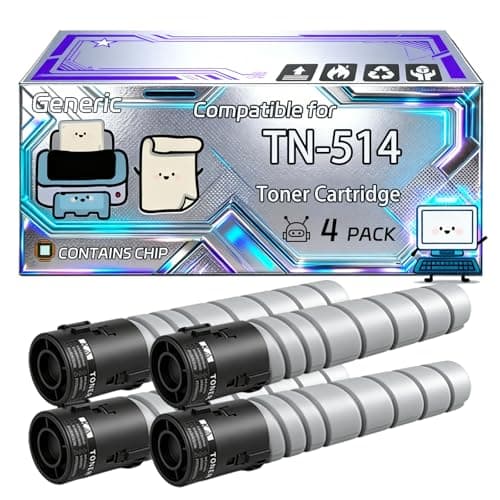 Image of TN-514 Toner Cartridge Compatible for Konica Minolta Bizhub C558 C458 C658 Printers, With Chip, 28000 Pages, Vibrant Colours (4 Pack Black)