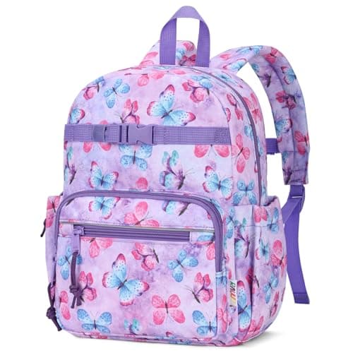 Image of RAVUO Butterfly Toddler Backpack for Girls,12 Inch Lightweight Preschool Nursery Rucksack for Ages 2-4 Water Resistant Small School Bag with Chest Strap