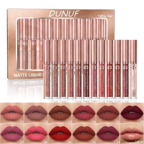 Image of FORSEEKUP 12 Piece Lip Gloss Set for Women, Hydrating Shiny Lip Glaze with High Pigment, Moisturising Non-Sticky Lip Gloss, Glossy & Nude Shades for Daily Makeup, Long Lasting Lip Colour Gift Kit(01#)