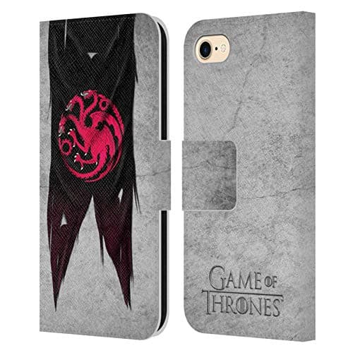 Image of Head Case Designs Officially Licensed HBO Game of Thrones Targaryen Sigil Flags Leather Wallet Case Compatible With Apple iPhone 7/8 / SE 2020 & 2022