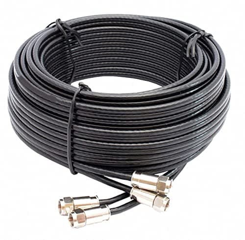 Image of SSL Satellites 10 m Twin Satellite Shotgun Cable Extension Kit with Premium Fitted Compression F Connectors for Sky q HD and Freesat - Black (10M, BLACK)
