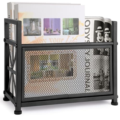 Image of OFIDELITY Black Magazine Holder, Metal Magazine Rack Floor, Mesh Magazine File Holder, Magazine Storage Basket, Magazine Holders for Classroom，Magazine Stand for Desk, Folder Organizer Bin for Books