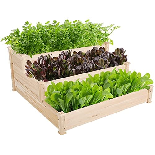 Image of Yaheetech 1Pcs 3 Tier Raised Garden Bed Wooden Plant Raised Bed Elevated Planter Box Kit for Flowers/Vegetables/Herbs, 120 x 120 x 56cm