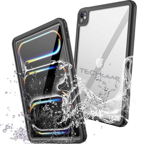 Image of TECHGEAR Waterproof Case for Apple iPad Pro 13" (M5 2025 & M4 2024) [Poseidon Case] Rugged Shockproof Protective Cover with Built-in Screen Protector, Stand and Shoulder Strap - IP68 Rated