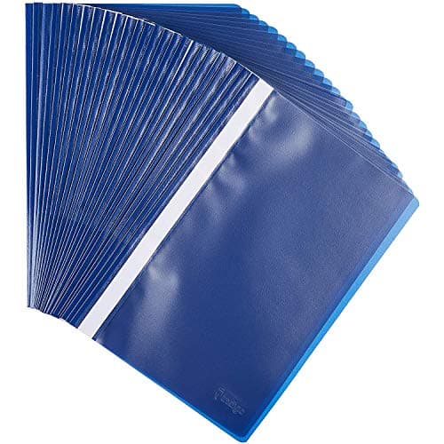 Image of Indigo® A4 Project Folders – Blue Report Files with Clear Front Cover & 2-Prong Fastener, 30-Sheet Capacity (Pack of 25)