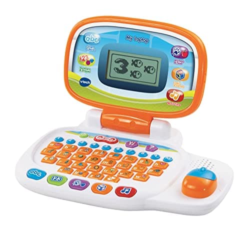 Image of VTech 155403 Pre School Laptop Interactive Educational Kids Computer Toy with 30 Activities Suitable for Children 3, 4, 5+ Year Olds Boys & Girls, White/Orange