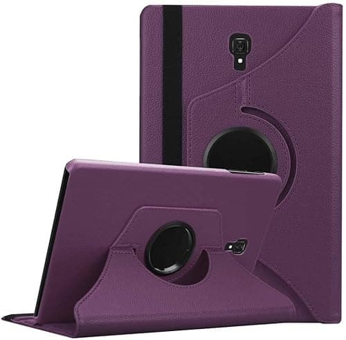 Image of World biz Case for Samsung Galaxy Tab A 10.5 inch 2018 (SM-T590 T595), 360 Degree Rotation Protective Stand Leather Folio Cover, Auto Wake/Sleep, Rotating Case for Tab T590/T595 (Purple)