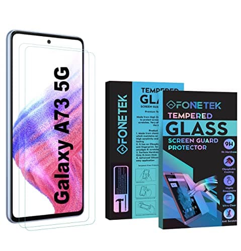 Image of Fonetek® Pack of 2, To Fit Galaxy A73 5G, TEMPERED GLASS Screen Protector Guard Case Covers for Samsung Galaxy A73 5G