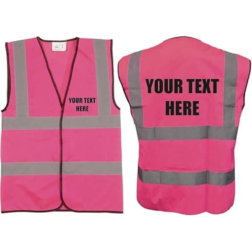Image of Hi Vis Vests - Personalised Hi Vis Vest Made of Durable Polyester- High Vis Vests with Reflective Vinyl Banding for Safety - Pink High Visibility Vest by Brook Hi Vis, Extra Large 44-46”