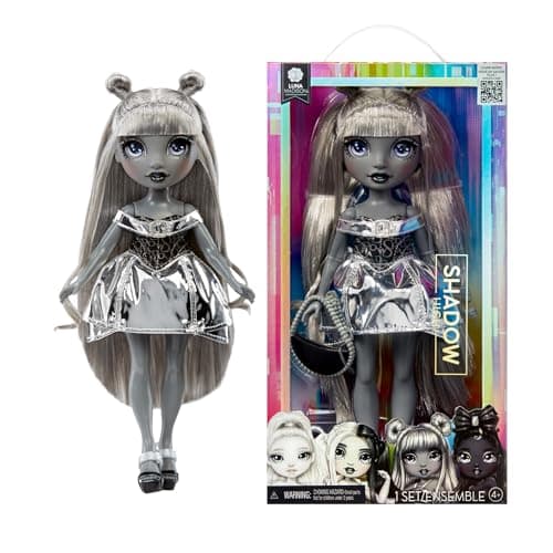 Image of Rainbow High Shadow High Luna Madison - Grayscale 28cm Fashion Doll, Metallic Grey Outfit and Hair, Stylish Handbag, Cute Present for Children 4-10 Years Old