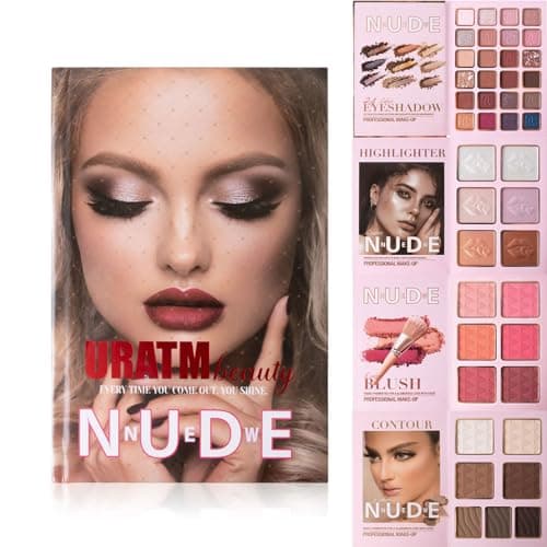 Image of RoseFlower 43 Colors Four-Layer Book Makeup Palette - 24 Eyeshadow, 6 Highlighter, 6 Blush, 7 Grooming - Makeup Kit for Women, Nude & Glitter Eyeshadow Palette, Makeup Gift Sets