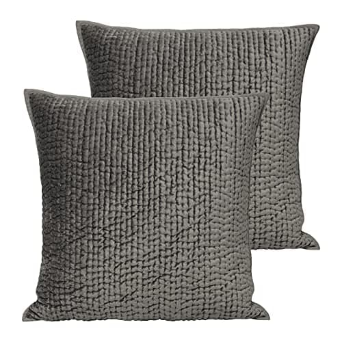 Image of Paoletti Brooklands Twin Pack Polyester Filled Cushions, Graphite, 55 x 55cm
