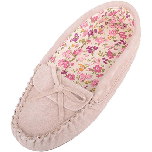 Image of SNUGRUGS Ladies/Womens Soft Suede Moccasins/Slippers with Beautiful Cotton Lining - Camel - 7 UK