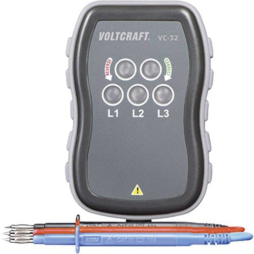 Image of VOLTCRAFT VC-32 CAT III 400V 3-Phase Power Grid Tester, Ideal for Electric Installation, Removable Belt Clip with Magnetic Holder, ABS Casing, Model 101007