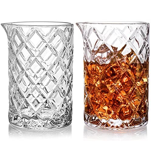 Image of Tebery 2 Pack 700ml Cocktail Mixing Glass, Crystal Cocktail Mixing Jug, Thick Bottom Seamless Bar Mixing Pitcher for Martini, Mojito