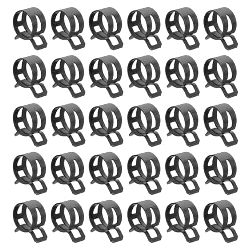 Image of sourcing map 30pcs Spring Band Type Hose Clamps 19mm Fuel Line Hose Spring Clip Silicone Vacuum Hose Pipe Clamp Low Pressure Tube Clip Fastener, Black