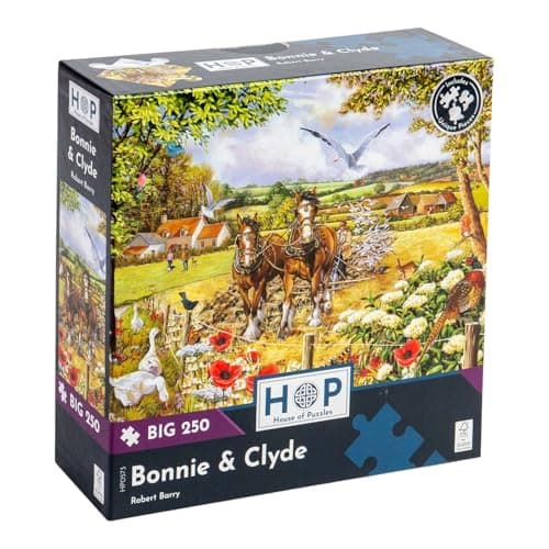 Image of The House of Puzzles - Bonnie & Clyde Jigsaw - Big 250 Piece Jigsaws For Adults & Kids, Extra Large Pieces, Artist Illustrated, Scenic Landscape, Deluxe Puzzle Gifts