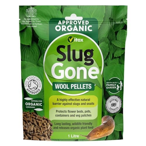 Image of Vitax Slug Gone Wool Pellets, Natural, Organic Barrier To Protect Borders, Pots & Containers From Slugs And Snails, Long Lasting - 1L