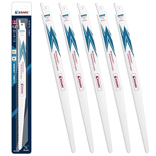 Image of EZARC Reciprocating Saw Blade Bi-Metal Cobalt Sabre Saw Blades for Wood Demolition 300mm 6TPI R1222DH (5-Pack)
