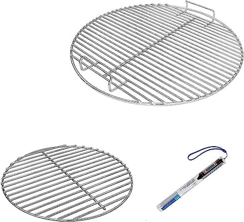 Image of Denmay 7432 & 7440 Cooking & Charcoal Grates for Weber 47 cm Charcoal Grills - Fits One-Touch, Bar-B-Kettle, Smokey Mountain Cooker, Jumbo Joe, Weber Kettle - With 1 Thermometer