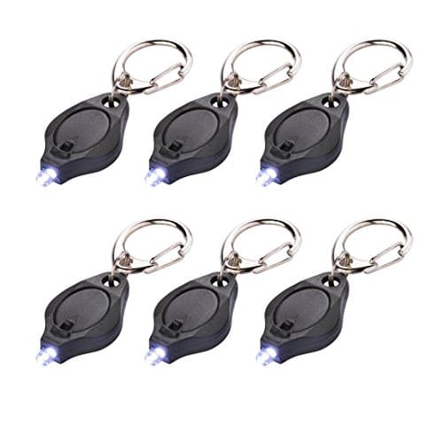 Image of Rabi 6 Pack Mini LED Flashlight Keychain Ultra Bright Key Ring Light Torch with Hook (Black)