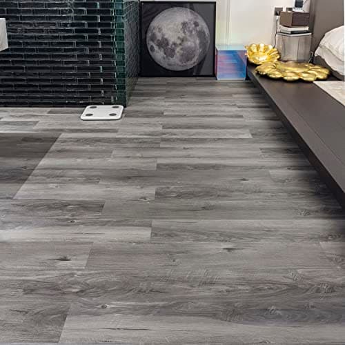 Image of FLOREXP Vinyl Flooring | Self Adhesive Flooring Plank with Wood Effect | Peel and Stick Floor Tiles | Self Adhesive Flooring | 2.0mm 36pcs Waterproof for Kitchen Bedroom Office(5.02m²,Grey)