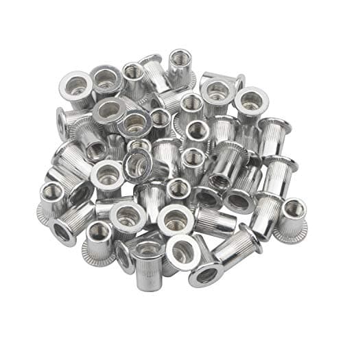 Image of Pxyelec 100pcs M6 Flat Head Aluminum Rivet Nut Blind Insert Nut (6mm)