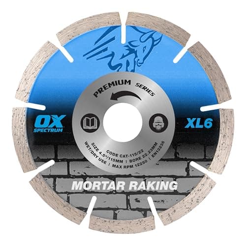 Image of OX Spectrum Trade XL Mortar Raking Diamond Blade – 115mm Dia x 22mm Bore, 6mm Wide Segment for Mortar & Brick Raking, Entry‑Level Abrasive Material Cutting, Wet & Dry Use, XL6-115/22