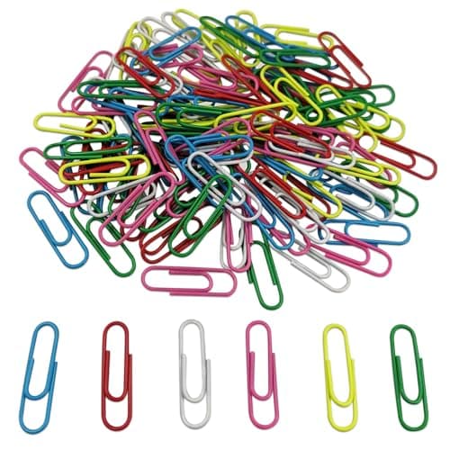 Image of FZGUSYAF 120PCS Paperclips 28MM Assorted Colours Clamps for Office Supplies Home