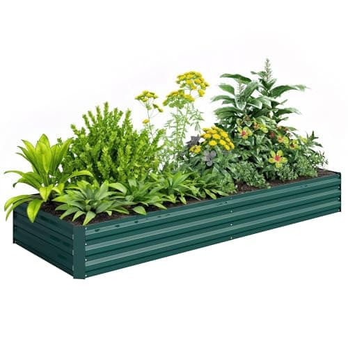 Image of Outsunny Galvanised Raised Garden Bed, Metal Elevated Planter Box with Open Bottom, Outdoor Flower Pot for Growing Flowers, Herbs, 241 x 90.5cm, Green