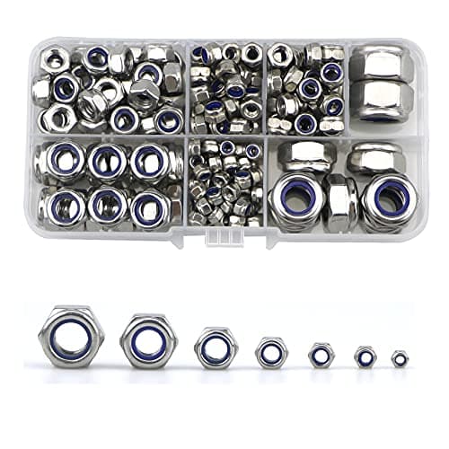Image of 212 Pcs Lock Nuts Set, Nylon Insert 304 Stainless Steel Hexagonal Locking Nuts Assorted Kit (M3 M4 M5 M6 M8 M10 M12)