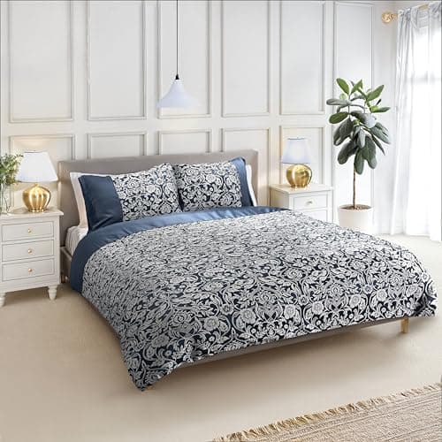 Image of Emma Barclay Eden - Embellished Jacquard Duvet Set in Navy - King