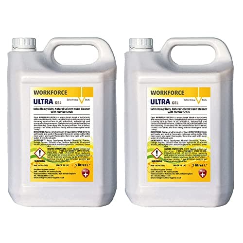 Image of Opus Workforce Ultra Industrial Hand Wash 5L x 2 - Extra Heavy Duty Handwash Liquid Soap with Pumice Scrubbing Particles Bulk Buy - Cosmetic Grade Industrial Mechanics Hand Cleaner
