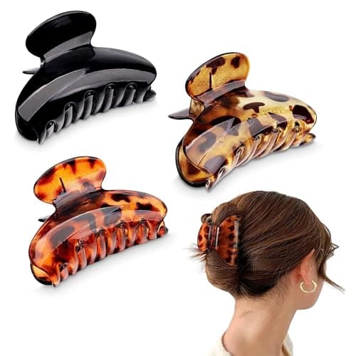 Image of 3 Pcs Hair Jaw Clips, 7cm x 4cm/2.8inch x 1.6inch Medium Acrylic Hair Claw Clips for Girls and Women
