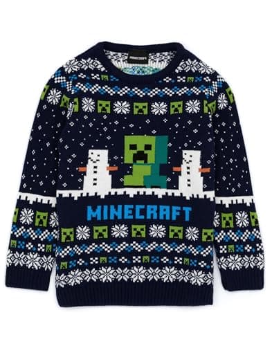 Image of Minecraft Jumper Boys & Girls Creeper Knitted Long Sleeve Kids Christmas Sweater - 11-12
