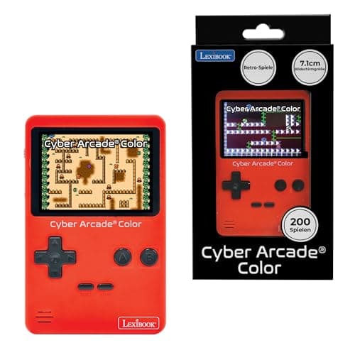 Image of Lexibook, Cyber Arcade® Color, Portable retro games console, 200 games of action, sport, racing, puzzles and more, 2.8" LCD colour display, Red, JL2389