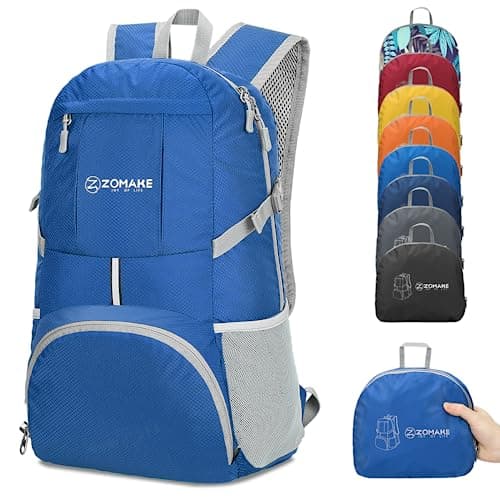 Image of ZOMAKE Lightweight Foldable Backpack, Packable Rucksack 35L Folding Small Back Pack Foldaway Ultralight Daypack Collapsible for Women Men Travel Hiking Walking (Dark Blue)