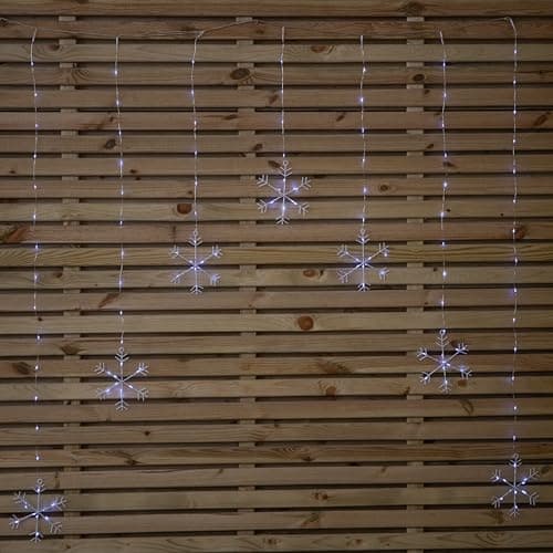 Image of Samuel ALEXANDER 1.2m Battery Operated Snowflake Christmas Curtain Lights with 147 White LEDs
