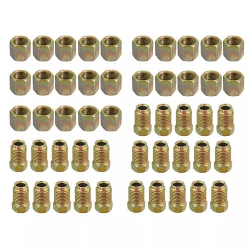 Image of Crozgan 50Pcs Male/Female End Union Brake Pipe Screw Nuts M10 x 1mm 3/16Inch OD Copper Brake Tubes Line Pipe Fittings Metric Motorbike Brake Line Screws Brake Line Copper Tube Screws