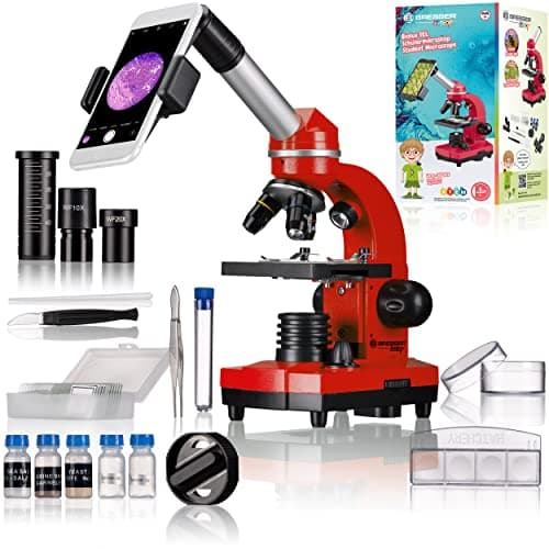 Image of Bresser Biolux SEL Junior Student Microscope with Smartphone Holder, Extensive Accessories and Barlow Zoom System for Children, Beginners and Adults