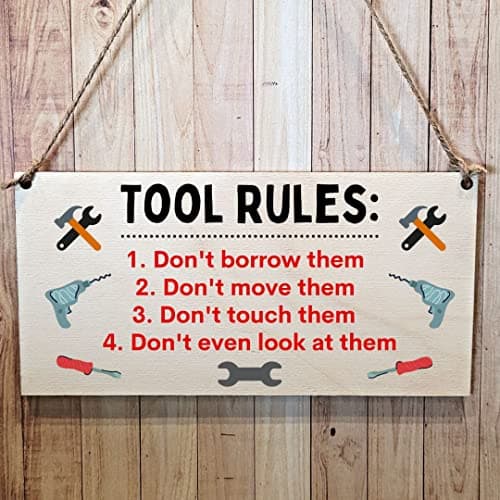 Image of Second Ave Funny Joke Tool Rules Wooden Hanging Gift Rectangle Sign Plaque Father's Day Birthday