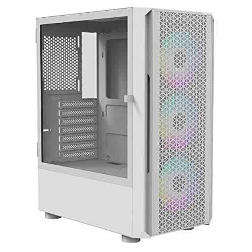 Image of iONZ KZ02 - Advanced Series 2.0 - PC Mid Tower Case M/ATX ATX Gaming Tempered Glass includes 3 x RGB 120mm Fans (Airflow White)