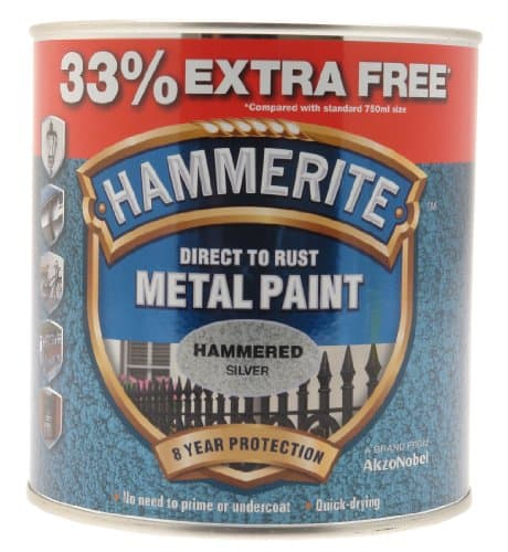 Image of Hammerite 5158236 1l Metal Paint - Hammered Silver