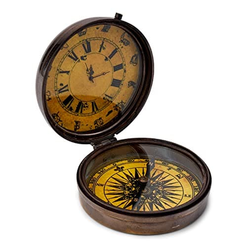 Image of NKlaus compass with bell antique brass 8 cm bag compass with compass turn signal 11686
