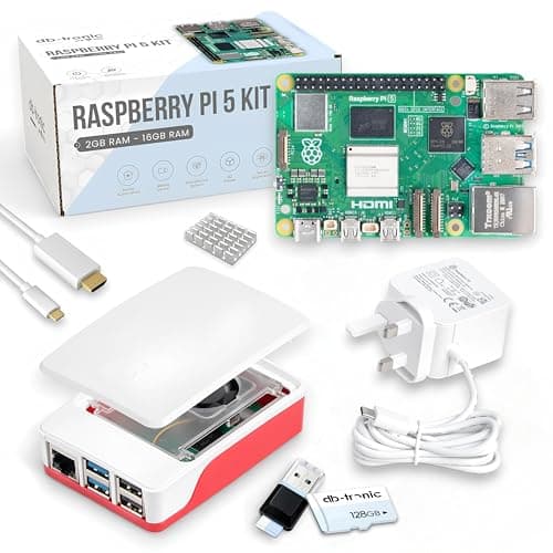 Image of db-tronic Raspberry Pi 5 8GB Starter Kit | 128GB Edition | 27W Power Supply | Case with Cooling Fan | Heatsink | 4K Micro HDMI Cable | Ideal for Smart Home, Retro Gaming & Home Assistant