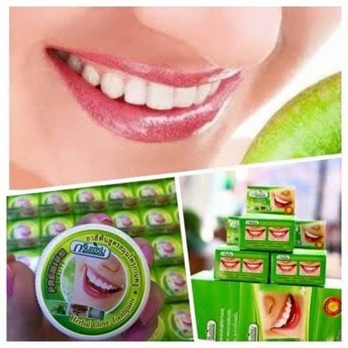 Image of 3 X Green HERB Natural Herbal Toothpaste Clove Whitening Teeth Antibacterial