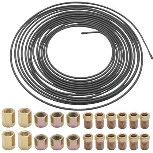 Image of MospdyGear 3/16" Copper-Plated Brake Pipe Kit 10m (32.8FT), Complete Set with 24 Fittings for Automotive Brake Systems