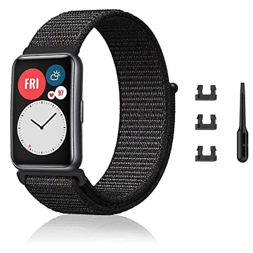 Image of Niboow Strap Compatible with Huawei Watch Fit, Women Men Soft Breathable Replacement Strap, Nylon Solo Loop Adjustable Replacement Strap, Sport Watch Band Compatible with Huawei Watch Fit, black,