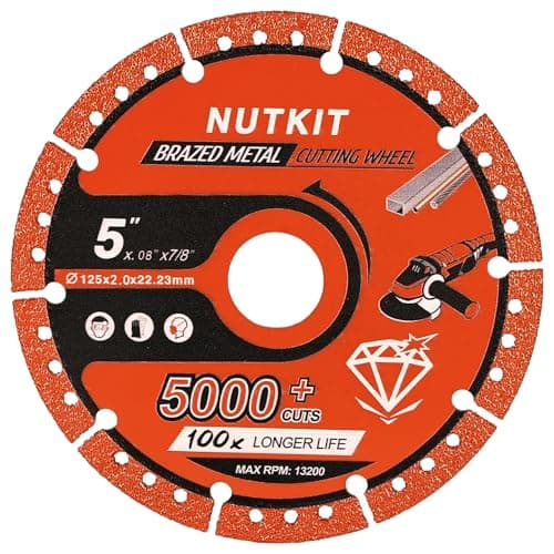 Image of NUTKIT 125mm Diamond Cutting Wheel, 1PCS Diamond Metal Cutting Discs, Angle Grinder Discs For Concrete, Cut Off Wheel Grinder Blades With 5000+ Cuts On Stone, Rebar, Steel and Iron